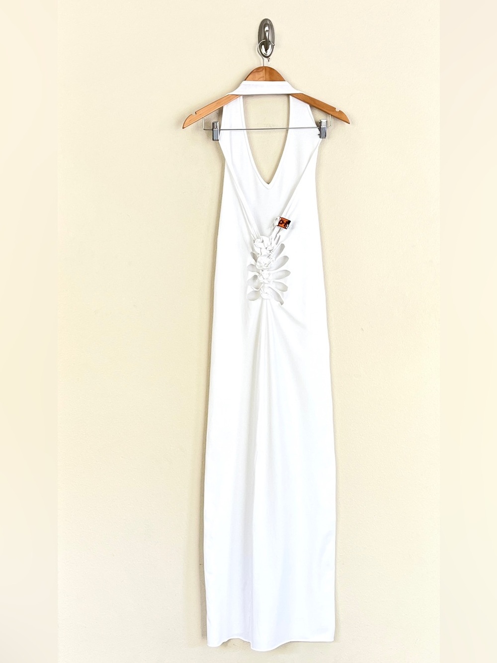 Vintage JEAN PAUL GAULTIER Soleil 2001 Rosette Cutout Halter Maxi Dress in White - Picture 10 of 12